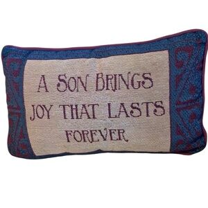 A Son Brings Joy That Lasts Forever throw Pillow accent bed couch  chair 13 x 8”